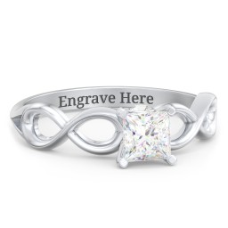 1/2 ct. Princess Gemstone Infinity Peek-A-Boo Engagement Ring in 925 Sterling Silver with White Premium Zirconia and Cubic Zirconia