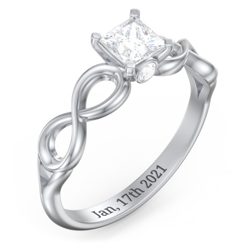 1/2 ct. Princess Gemstone Infinity Peek-A-Boo Engagement Ring – Sterling Silver with White Premium Zirconia and Cubic Zirconia