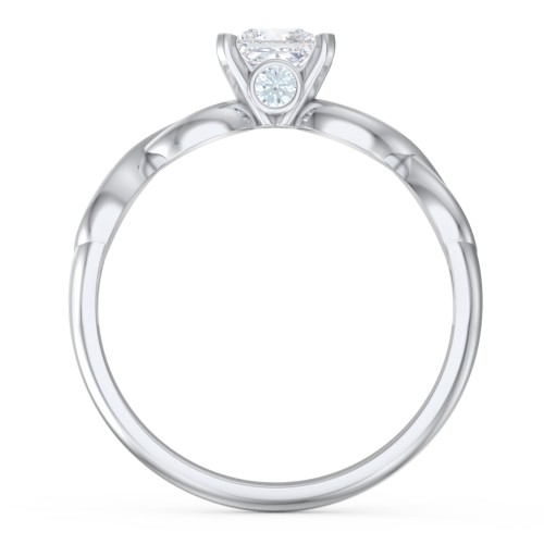 1/2 ct. Princess Gemstone Infinity Peek-A-Boo Engagement Ring – Sterling Silver with White Premium Zirconia and Aquamarine