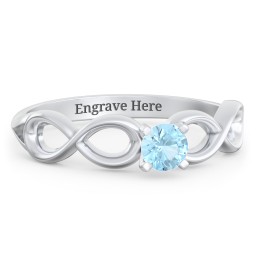 1/4 ct. Round Gemstone Infinity Engagement Ring in 925 Sterling Silver with Blue Topaz