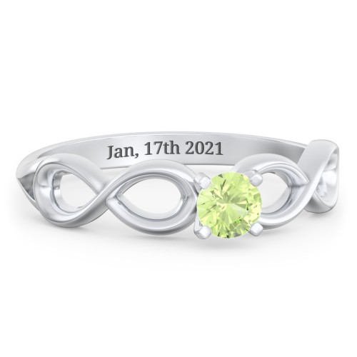 1/4 ct. Round Gemstone Infinity Engagement Ring – Sterling Silver with Peridot