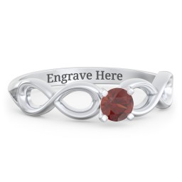1/4 ct. Round Gemstone Infinity Engagement Ring in 925 Sterling Silver with Garnet
