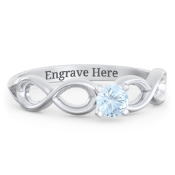 1/4 ct. Round Gemstone Infinity Engagement Ring in 925 Sterling Silver with Aquamarine