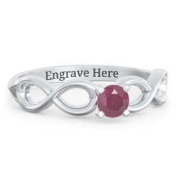 1/4 ct. Round Gemstone Infinity Engagement Ring in 925 Sterling Silver with Ruby