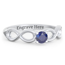 1/4 ct. Round Gemstone Infinity Engagement Ring in 925 Sterling Silver with Blue Sapphire