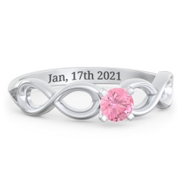 1/4 ct. Round Gemstone Infinity Engagement Ring in 925 Sterling Silver with Pink Tourmaline