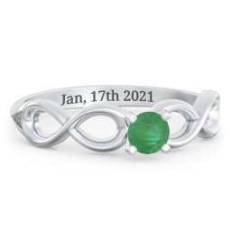 1/4 ct. Round Gemstone Infinity Engagement Ring in 925 Sterling Silver with Emerald