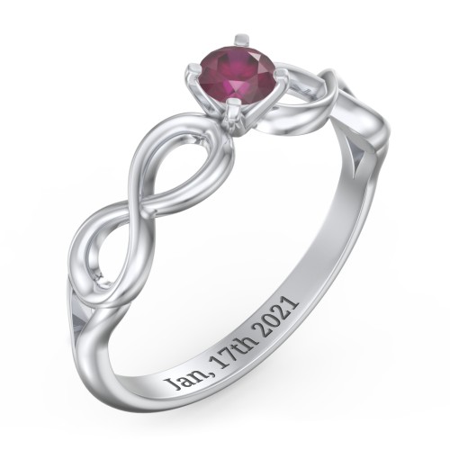 1/4 ct. Round Gemstone Infinity Engagement Ring – Sterling Silver with Ruby