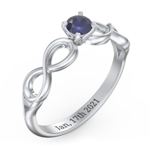 1/4 ct. Round Gemstone Infinity Engagement Ring – Sterling Silver with Blue Sapphire