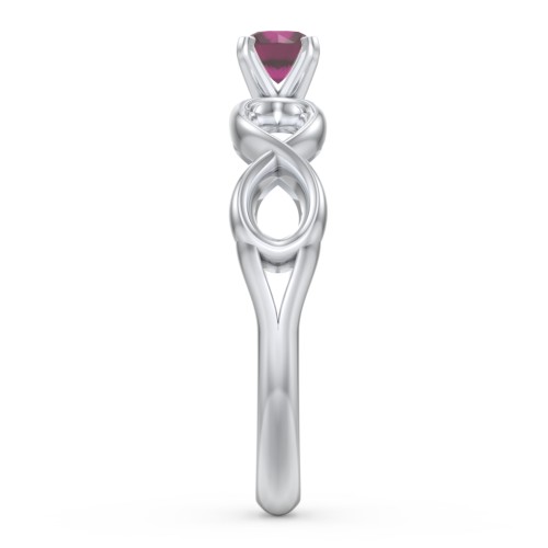 1/4 ct. Round Gemstone Infinity Engagement Ring – Sterling Silver with Ruby