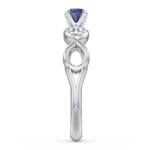 1/4 ct. Round Gemstone Infinity Engagement Ring – Sterling Silver with Blue Sapphire