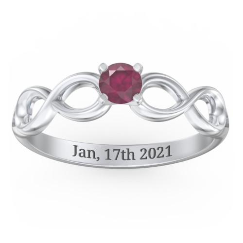 1/4 ct. Round Gemstone Infinity Engagement Ring – Sterling Silver with Ruby