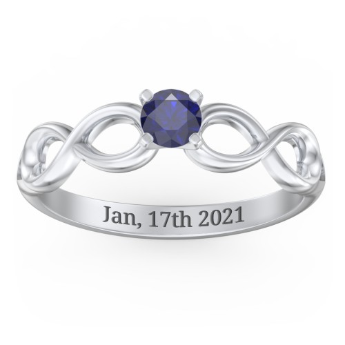 1/4 ct. Round Gemstone Infinity Engagement Ring – Sterling Silver with Blue Sapphire