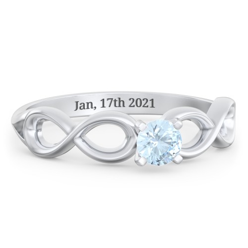 1/4 ct. Round Gemstone Infinity Engagement Ring – Sterling Silver with Aquamarine