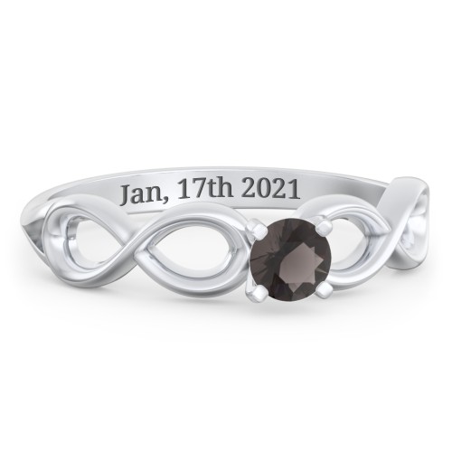 1/4 ct. Round Gemstone Infinity Engagement Ring – Sterling Silver with Smokey Quartz