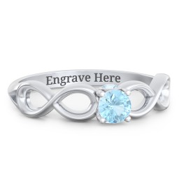 1/4 ct. Round Gemstone Infinity Peek-A-Boo Engagement Ring in 925 Sterling Silver with Blue Topaz