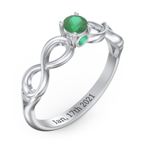 1/4 ct. Round Gemstone Infinity Peek-A-Boo Engagement Ring – Sterling Silver with Emerald