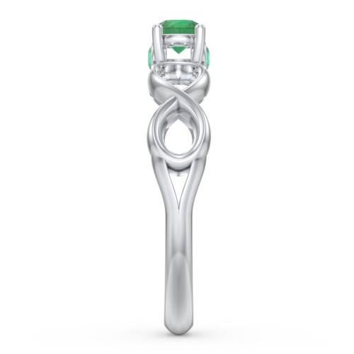 1/4 ct. Round Gemstone Infinity Peek-A-Boo Engagement Ring – Sterling Silver with Emerald