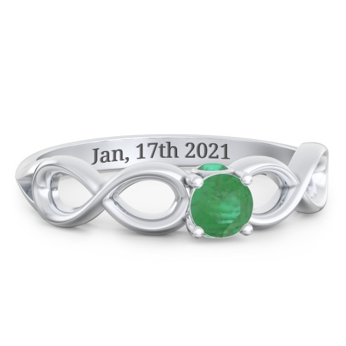 1/4 ct. Round Gemstone Infinity Peek-A-Boo Engagement Ring – Sterling Silver with Emerald