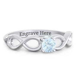 1/4 ct. Round Gemstone Infinity Peek-A-Boo Engagement Ring in 925 Sterling Silver with Aquamarine