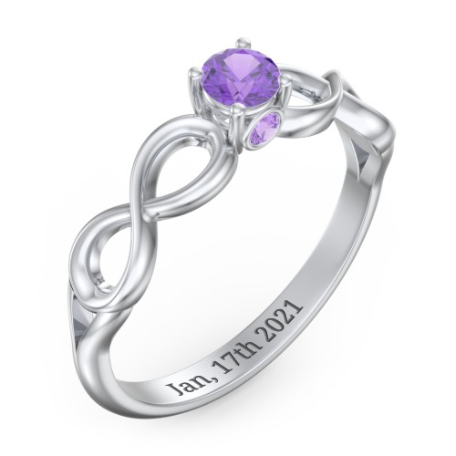 1/4 ct. Round Gemstone Infinity Peek-A-Boo Engagement Ring – Sterling Silver with Amethyst