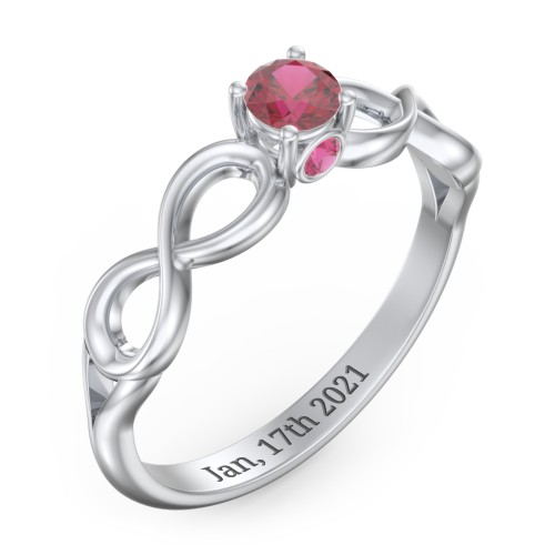 1/4 ct. Round Gemstone Infinity Peek-A-Boo Engagement Ring – Sterling Silver with Ruby