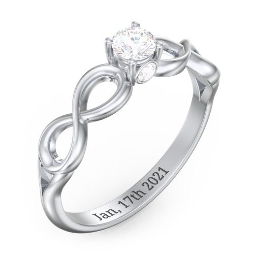 1/4 ct. Round Gemstone Infinity Peek-A-Boo Engagement Ring – Sterling Silver with White Sapphire and Cubic Zirconia