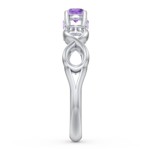 1/4 ct. Round Gemstone Infinity Peek-A-Boo Engagement Ring – Sterling Silver with Amethyst