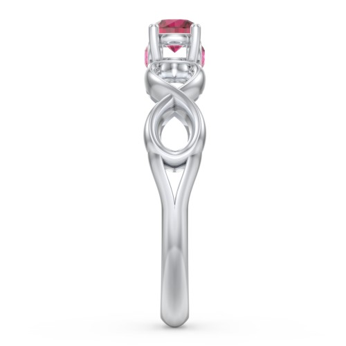 1/4 ct. Round Gemstone Infinity Peek-A-Boo Engagement Ring – Sterling Silver with Ruby
