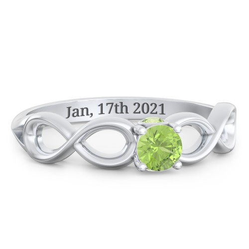 1/4 ct. Round Gemstone Infinity Peek-A-Boo Engagement Ring – Sterling Silver with Peridot