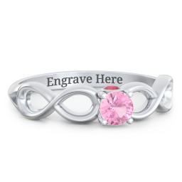 1/4 ct. Round Gemstone Infinity Peek-A-Boo Engagement Ring in 10K Solid White Gold with Pink Tourmaline and Garnet