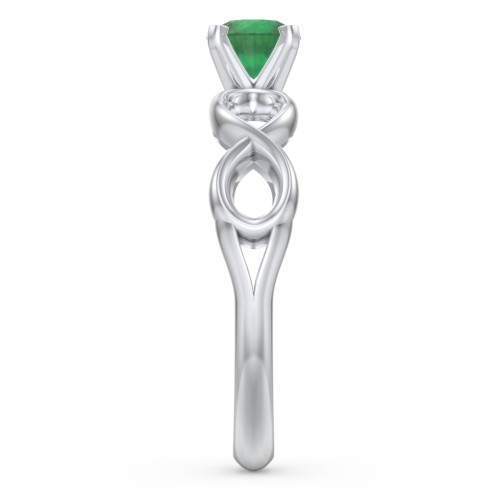 1/2 ct. Round Gemstone Infinity Engagement Ring – Sterling Silver with Emerald