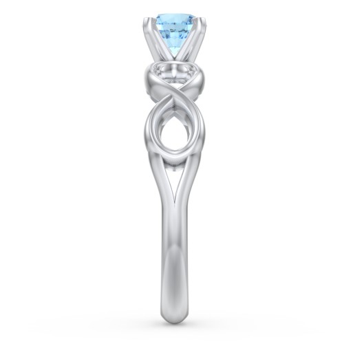 1/2 ct. Round Gemstone Infinity Engagement Ring – Sterling Silver with Blue Topaz