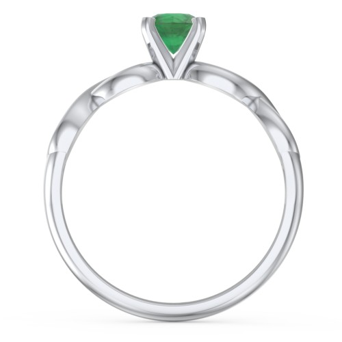1/2 ct. Round Gemstone Infinity Engagement Ring – Sterling Silver with Emerald
