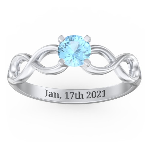 1/2 ct. Round Gemstone Infinity Engagement Ring – Sterling Silver with Blue Topaz