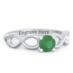 1/2 ct. Round Gemstone Infinity Engagement Ring in 925 Sterling Silver with Emerald
