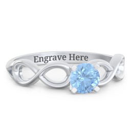 1/2 ct. Round Gemstone Infinity Engagement Ring in 925 Sterling Silver with Blue Topaz