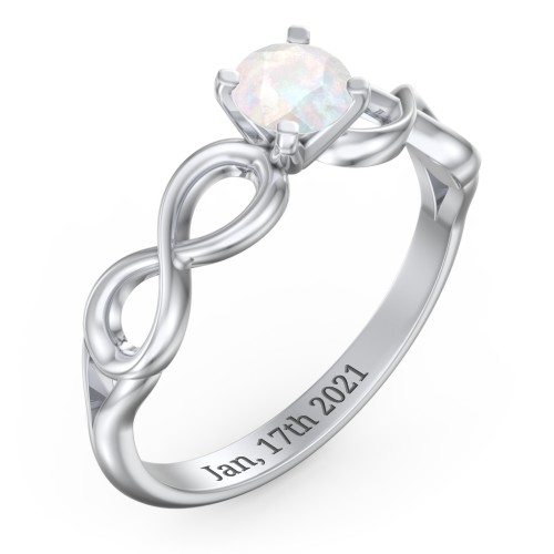 1/2 ct. Round Gemstone Infinity Engagement Ring – Sterling Silver with Opal