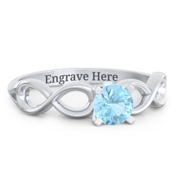 1/2 ct. Round Gemstone Infinity Peek-A-Boo Engagement Ring in 925 Sterling Silver with Blue Topaz