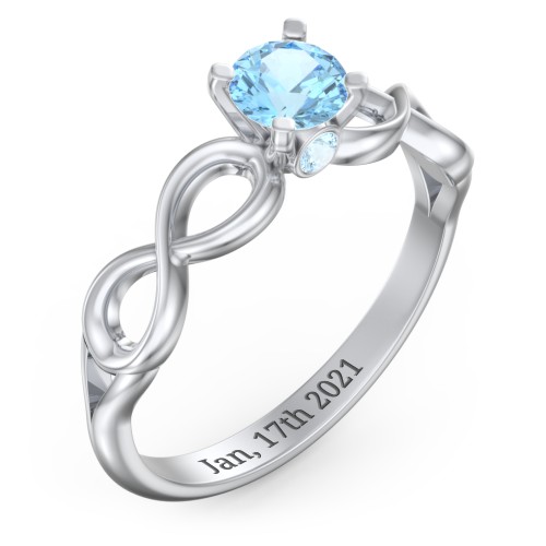 1/2 ct. Round Gemstone Infinity Peek-A-Boo Engagement Ring – Sterling Silver with Blue Topaz