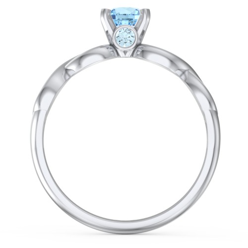 1/2 ct. Round Gemstone Infinity Peek-A-Boo Engagement Ring – Sterling Silver with Blue Topaz