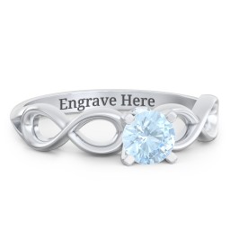 1/2 ct. Round Gemstone Infinity Peek-A-Boo Engagement Ring in 925 Sterling Silver with Aquamarine
