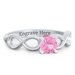 1/2 ct. Round Gemstone Infinity Peek-A-Boo Engagement Ring in 925 Sterling Silver with Pink Tourmaline and Garnet
