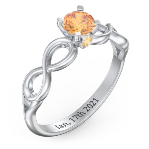 1/2 ct. Round Gemstone Infinity Peek-A-Boo Engagement Ring – Sterling Silver with Citrine