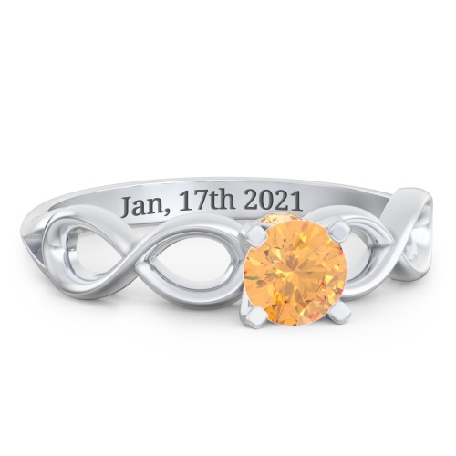 1/2 ct. Round Gemstone Infinity Peek-A-Boo Engagement Ring – Sterling Silver with Citrine
