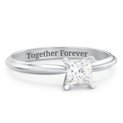 1/2 ct. Princess Gemstone Engagement Ring with Ridged Band