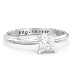 1/2 ct. Princess Gemstone Peek-A-Boo Engagement Ring with Ridged Band