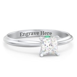 1/2 ct. Princess Gemstone Peek-A-Boo Engagement Ring with Ridged Band