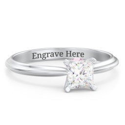 1/2 ct. Princess Gemstone Peek-A-Boo Engagement Ring with Ridged Band