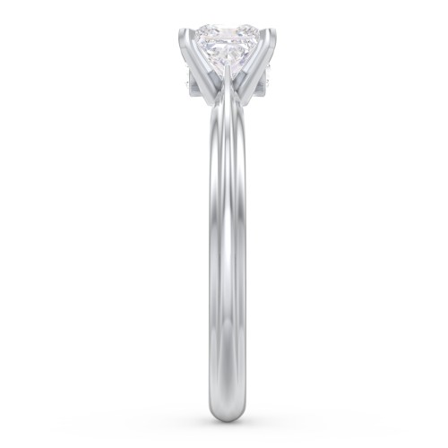 1/2 ct. Princess Gemstone Peek-A-Boo Engagement Ring with Ridged Band – Sterling Silver with White Premium Zirconia and Cubic Zirconia
